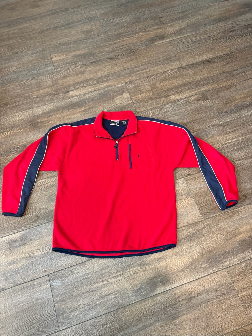 PGA Tour Red Quarter-Zip Pullover with Navy Trim